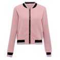thumbnail image 4 of DOPI winter coats for women Women's Long Sleeve Baseball Shirt Zip Jacket Baseball Jacket Casual Jacket Pink + US:12, 4 of 5