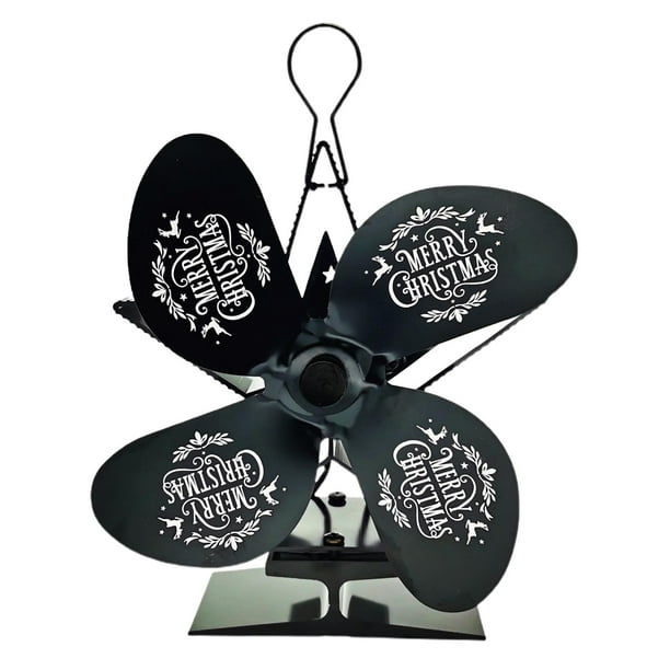 Ventilador de estufa para chimenea con calefacción navideña, ecológico, compacto y de bajo consumo de combustible. Black_B