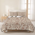 thumbnail image 3 of King Quilt Set 96''x106'', Brown Flowers Lightweight Bedspread Coverlet Set with 2 Pillow Shams, Vintage Farmhouse Floral Leaves Vines Breathable All Season Quilt Bedding for Bedroom/Guest Room, 3 of 9