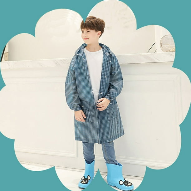Student Children's Plaid Pocket Fashion Raincoat With Schoolbag Bit Raincoat