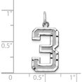 thumbnail image 3 of 14K White Gold 14Kw Large Brushed Diamond-Cut Number 3 Charm (20.37 X 11.27) Made In United States wln03, 3 of 5
