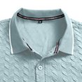thumbnail image 6 of Zivyakyro Button Polo T Shirts for Men Long Sleeve Collared Casual Fall Shirt Jacquard Textured Loose Breathable Blue S, 6 of 7
