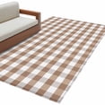 thumbnail image 3 of 2.7x5 Washable Area Rug, Brown White Non-Slip Rectangle Rug for Bedroom Bedside, Grey Buffalo Plaid Texture Indoor Floor Mat for Home Decor, 3 of 9