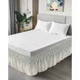 thumbnail image 4 of Weeping Flowers Wrap Around Bed Skirts for California King Bed 18" Drop,Bed Skirt with Adjustable Elastic Belt Dust Ruffle Bed Valance Blue Grey Spring Floral Botanical Rustic Burlap Bed Frame Cover, 4 of 7
