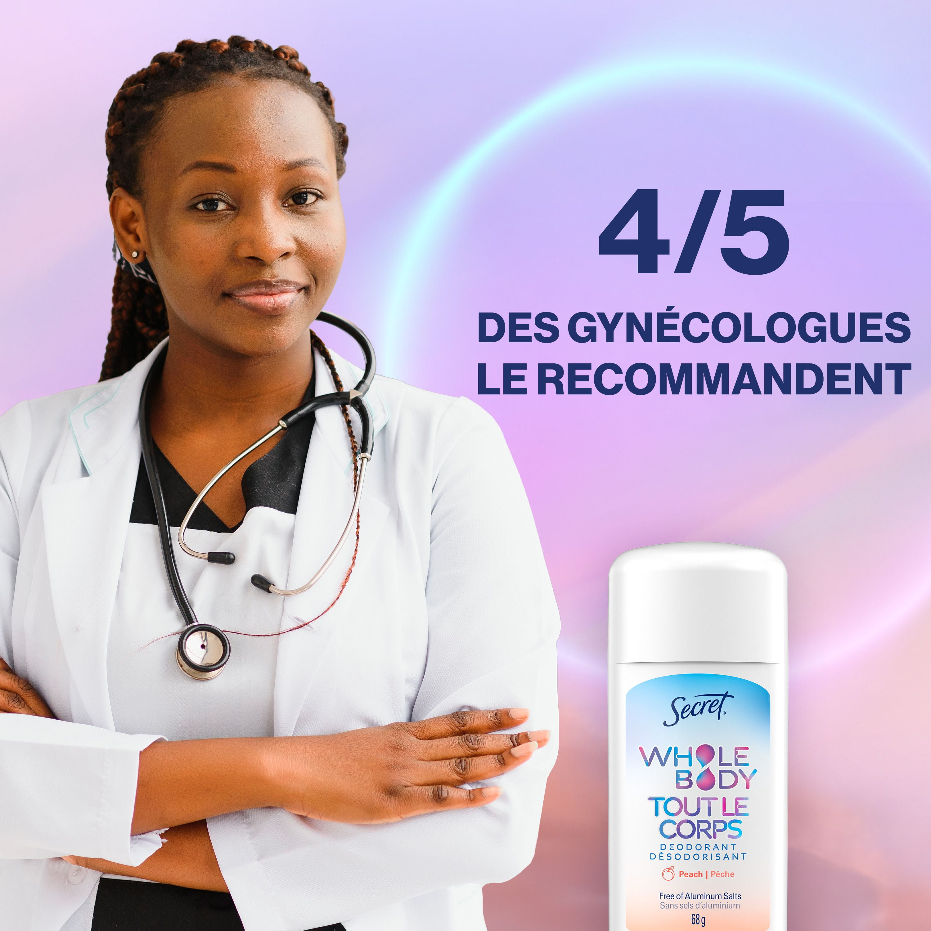 Secret Whole Body Stick Aluminum Free Deodorant for Women with notes of Peach & Vanilla, 68G