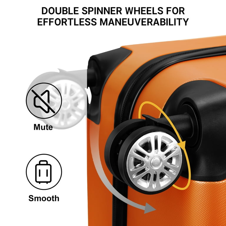 Hikolayae TSA Lock 3 Piece Luggage Sets Hardside Spinner in Orange