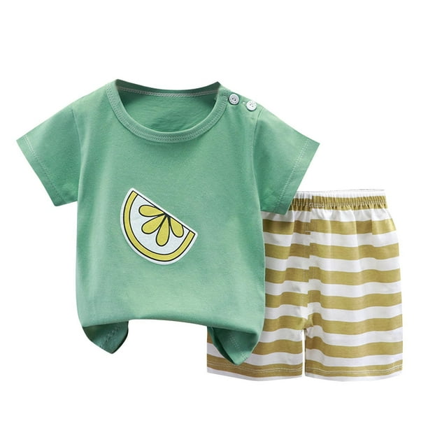 Odeerbi 0-6 Años Niño Niña Conjunto de Verano Estampado Camiseta Manga Corta de Algodón Shorts Conjunto de Dos Piezas
