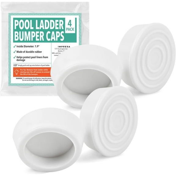 [4 Pack] Pool Ladder Bumpers to Protect Pool Liner - Protective Step Ladder End Cap for Inground Pool