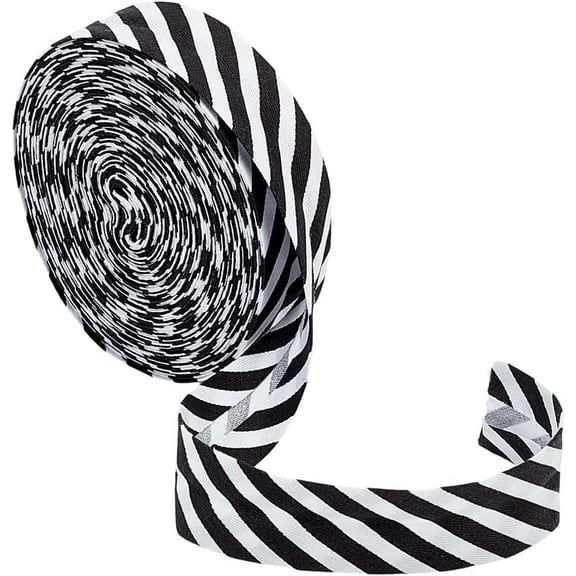 1 pc 10.94 Yards Black White Stripe Bias Binding 7/8 Inch Wide Christmas Striped Ribbon Polyester Twill Striped Piping Ribbon for DIY Garment Sewing Seaming Piping Quilting