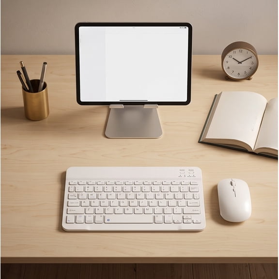 Wireless Keyboard Mouse Combo, Slim Rechargeable Keyboard and Mouse Set for Tablet Laptop Smartphone