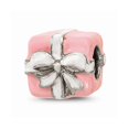 thumbnail image 1 of FB Jewels Sterling Silver Reflections Pink & White Enameled Present Bead, 1 of 2