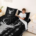thumbnail image 4 of Manfei Hunting Deer Silhouette Bed Sheets, Camo American Flag Full Size Sheets, Charcoal, Black Reversible 4 Pieces (1 Flat Sheet, 1 Fitted Sheet and 2 Pillowcases), 4 of 6