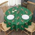 thumbnail image 3 of Green Striped Footballs Pattern Round Tablecloth 60"x60",Wrinkle Wipeable Table Cloth for Kitchen Dining Room Picnic Patio Party, 3 of 6