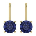 thumbnail image 3 of 4 Ct Round Cut Drop Dangle Blue Tanzanite 18K Yellow Solid Solid Gold Everyday Dainty Earrings Lever Back, 3 of 7