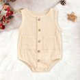 thumbnail image 2 of Splozh Infant Bodysuit Baby Boy Romper Sleeveless Cotton Linen Bodysuit Tank Top One Piece Neutral Newborn Baby Summer Clothes 12-18 Months,Beige, 2 of 6