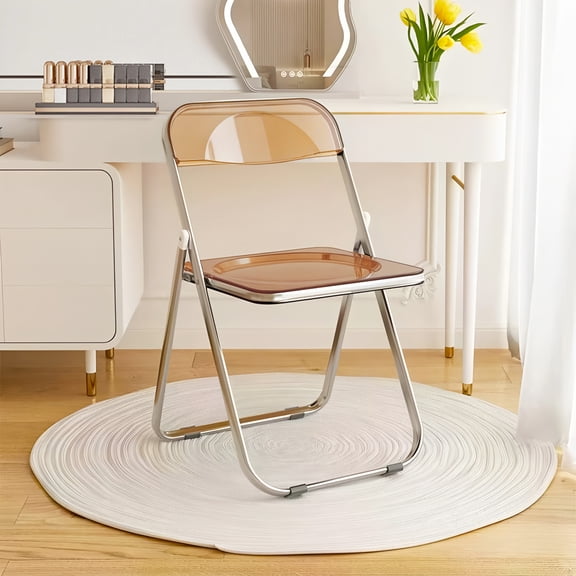 HDHNBA Indoor Outdoor Acrylic Space Saving Folding Chairs 300 LBS Weight Capacity, Set of 6, Brown