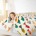 thumbnail image 3 of Castle Fairy Flat Retro Mixed Fish Tile Full Size Comforter Sets 3-Piece,Simple Striped Aquatic Seamless Print Bedding Comforter Set,Cream Orange,Grey Reversible,1 Comforter and 2 Pillowcases, 3 of 6