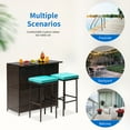 thumbnail image 7 of FDW Outdoor Furniture Set Wicker Bistro Set 3PCS Patio Bar Set with Two Stools for Patio Backyard Balcony,Blue Cushion, 7 of 7