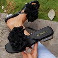 thumbnail image 2 of Women's Floral Block Heels Square Toe Elegant Dressy Slide Sandals Wedding Party Date Night Heel Sandals Black 8.5(41), 2 of 7