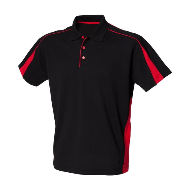 Finden & Hales - Polo deportivo/de deporte Modelo Piped Sports para hombre/caballero - Verano/ Deporte (Negro/Rojo)