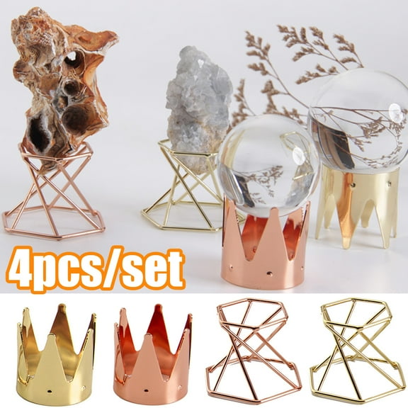 Cheers.US 4Pcs/Set Metal Display Stand, Sphere Holder Metal Display Stand for Crystal Glass Lens Ball Divination Photography Lensball Base for 50/60/70/80mm Magic Sphere Globe Holder