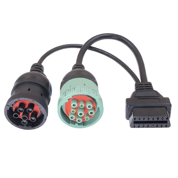 6Pin J1708 or 9 Pin J1939 to 16 Pin OBD2 OBDII Adapter Cable for Truck Car