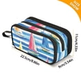 thumbnail image 4 of FORMRS Pencil Case with 3 Compartments Zipper Pouch, Elementary School Level and up, Green Sailboats, 4 of 8