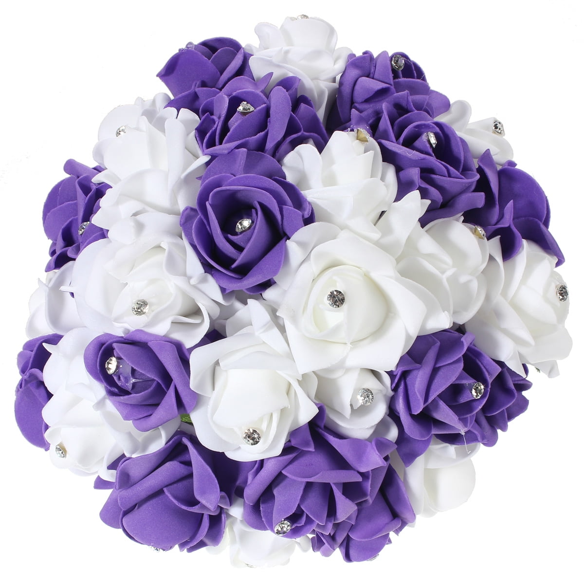 Fairy Bridal Wedding Bouquet Flower Handmade Crystal Bridesmaid Foam Roses Decor