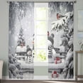 thumbnail image 3 of Grey Christmas Sheer Curtains 63 Inch Length 2 Panels Set, Semi Transparent Voile Rod Pocket Curtains for Living Dining Room Bedroom Drapes Snowman Xmas Tree Snowflake Birds, 3 of 8