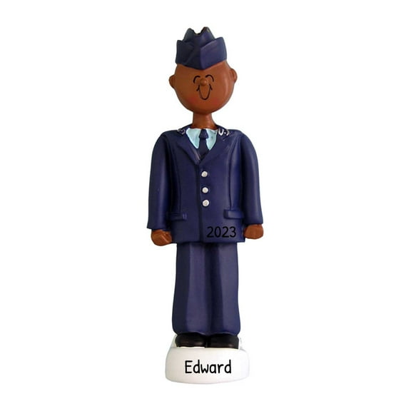 Ornaments by Elves Personalized African-American Air Force Christmas Tree Ornaments 2024 .25lbs