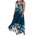 thumbnail image 2 of FcBaudy Robe Sans Manches Col Rond, Robes d'Été pour Femmes, Robes Femmes Robe Longue Imprimée Sans Manches et en Lin Col Rond Robe Femmes, 2 of 5