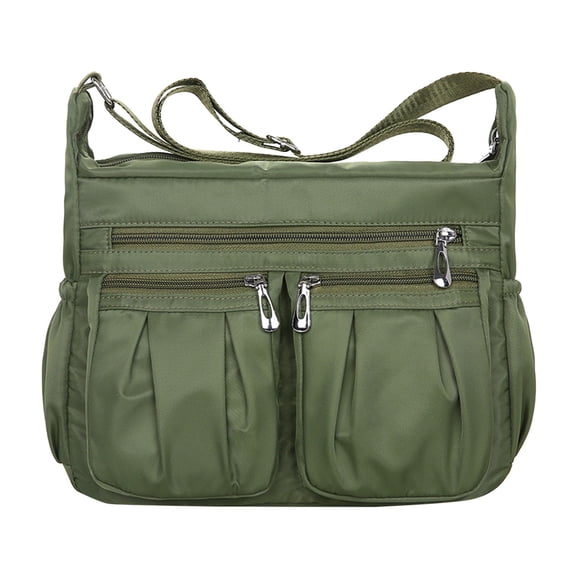 Multi-Pocket Canvas Crossbody Bag - Water-Resistant, Adjustable Strap, Unisex - for Sports/Travel/College, Large Capacity, Fashionable