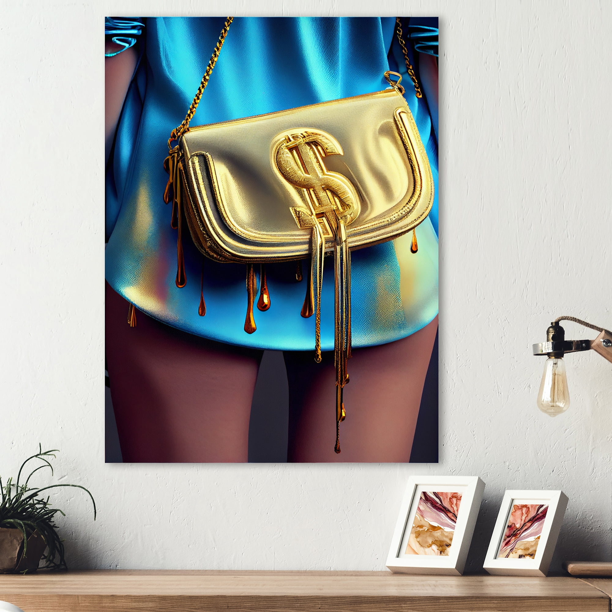 Designart Fashion Girl Going Out Tonight With Tone Of Cash II Canvas Wall Art