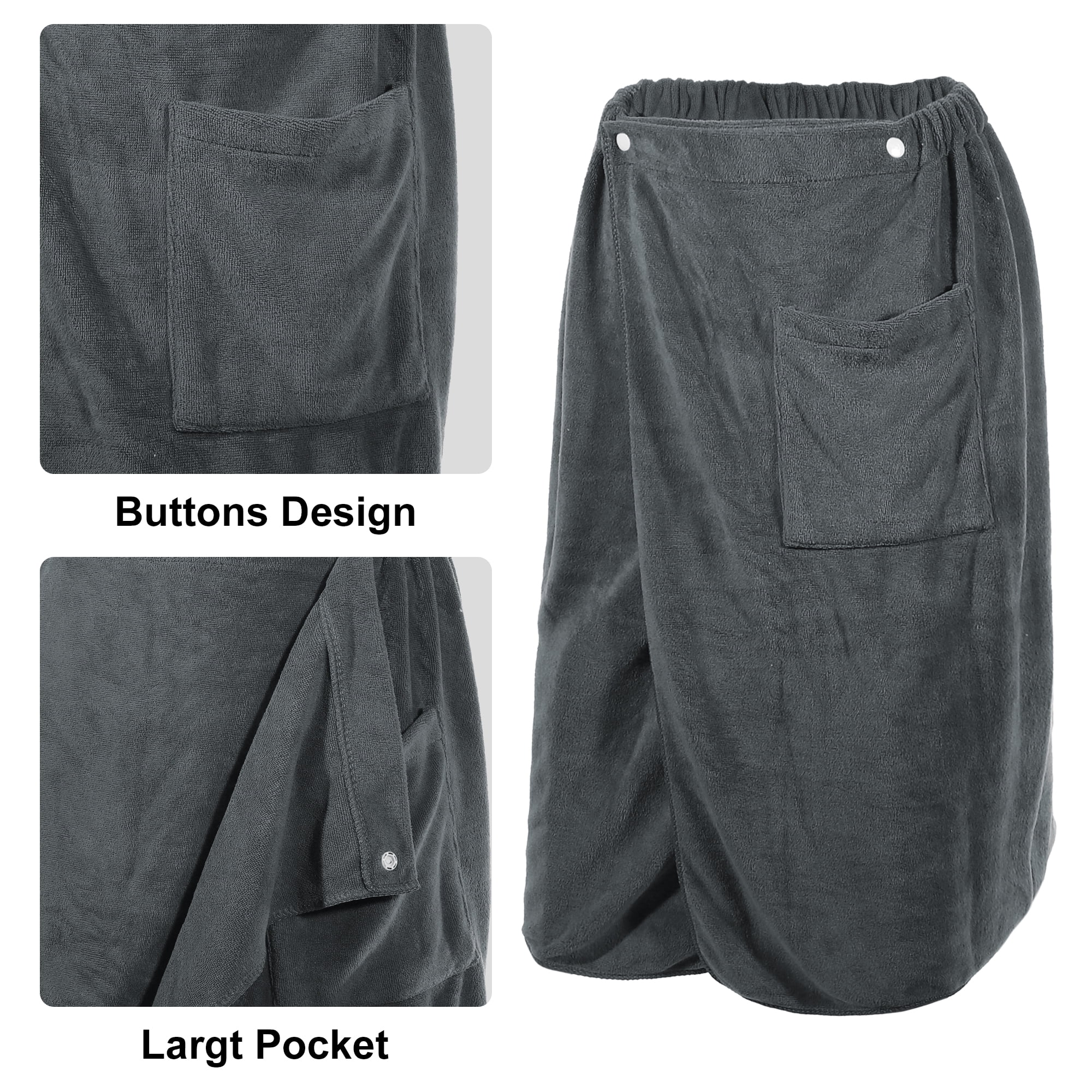Unique Bargains 2 Pcs Men's Bath Wrap Towel Body Wrap for Shower Spa Adjustable Robes Gray 70x140cm