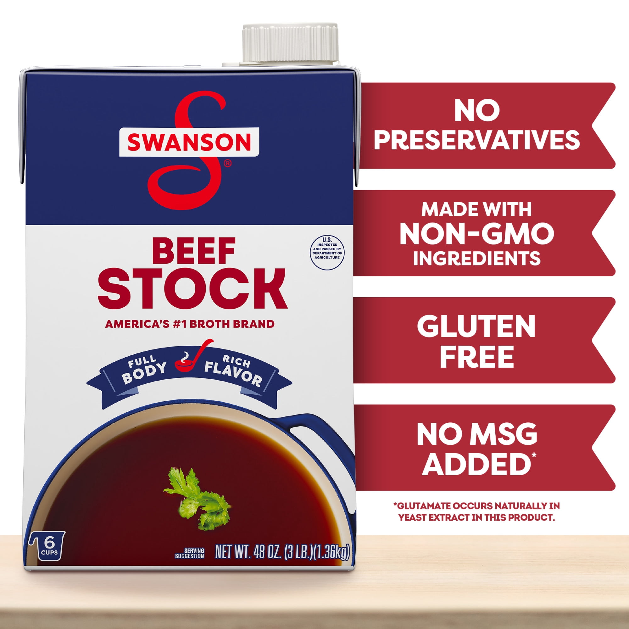 (4 pack) Swanson Beef Stock, 48 oz Carton
