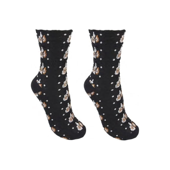Clarks Women's Black Floral Dimension Crew Socks, 2 Pack