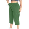 thumbnail image 3 of Womens Elastic High Waisted Capris Pants Plus Size Gym Running Workout Athletic Capri Pants with Pockets, 3 of 9