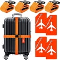 thumbnail image 1 of 8pcs Cross Suitcase Strap Travel Luggage Strap with Suitcase Identification Tag Suitcase Security: Travel Accessory: Suitcase straps: Strap for Suitcase: Luggage Strap Suitcase Belt Orange, 1 of 5