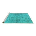 thumbnail image 2 of Ahgly Company Machine Washable Indoor Round Abstract Turquoise Blue Modern Area Rugs, 4' Round, 2 of 4