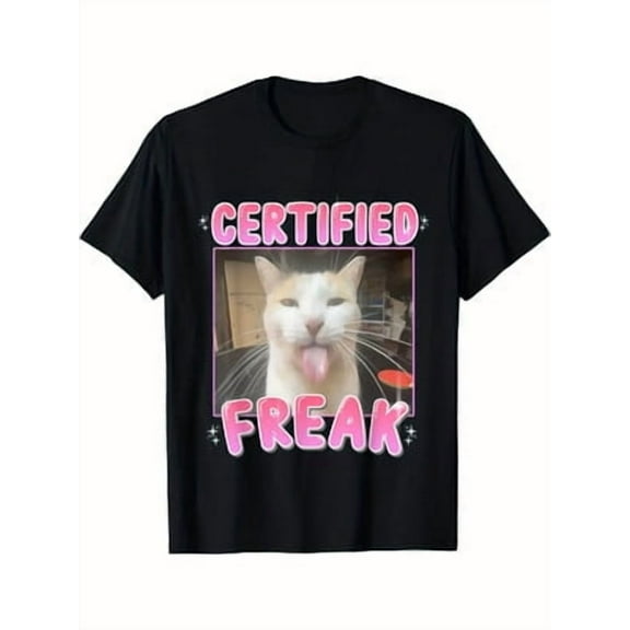 Velto Certified Freak Cat Goofy Cats Graphic T-Shirt for Men - 10 All Size S-5XL