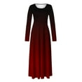 thumbnail image 4 of Fall Dresses for Women 2024 Round-Neck Solid Colorful Long Dresses Red L, 4 of 5