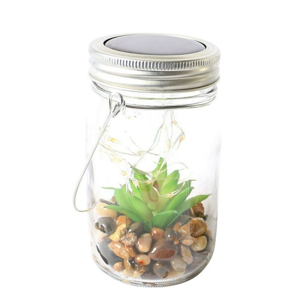 Lámpara solar colgante para plantas verdes, ideal para patio, jardín, plantas al azar, 10 LED, luz verde.