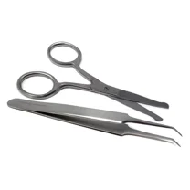 Stainless Steel Scissors and Tweezers Pair Multipurpose Salon, Manicure & Grooming Essentials - 2 Pcs Set