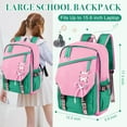thumbnail image 2 of DAKIMOE School Backpack for Teens Middle School Bookbag Students Lightweight Durable Casual Outdoor Daypack College, Pink and Green, 2 of 7