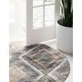 thumbnail image 5 of Unique Loom Caspian Collection Area Rug - Aktau (5' 3" Round Gray Cream/Silver), 5 of 11