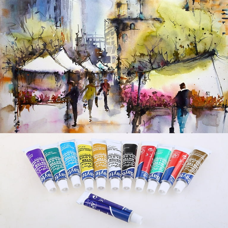 12ml 12/24 Colors Professional Paint Tubes Set Hand Painted Drawing Painting  Watercolor Pigment With Brush Art Supplies C26 - Water Color - AliExpress