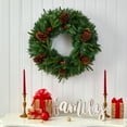 thumbnail image 6 of Nearly Natural 24" Mixed Pine Christmas Wreath w/35 Clear LED & Berries in Green, 6 of 6