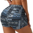 thumbnail image 1 of Balery Snowflake Vintage Pattern Pantalones cortos de entrenamiento estampados para mujer, sin costuras, ajustados, para gimnasio, yoga, correr, deportes, ejercicio activo, fitness.-Medium, 1 of 8