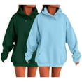 thumbnail image 2 of Womens Hoodies For Women Unisex Fashionable Casual Solid Color Sweatshirts Long Sleeve With Pockets 2Pc Autumn Winter Daily Wear 2Xl Sweatshirt For Women, 2 of 3