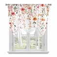 thumbnail image 2 of Spring Floral Tie Up Curtain 63 Inches Long, Watercolor Leaf Romantic Red Yellow Flowers Farmhouse Balloon Style Kitchen Window Curtain Over Sink, Small Window Rod Pocket Curtain 46"x63", 2 of 9
